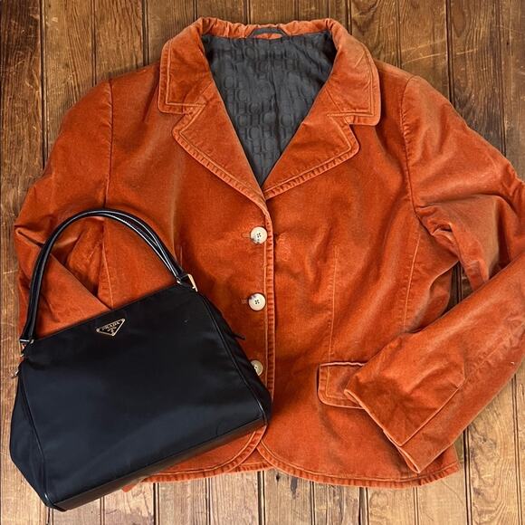 Carolina Herrera Jackets & Blazers - Carolina Herrera Lady Blazer Burnt Orange Velvet cropped